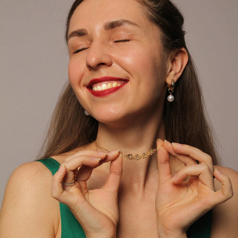 Collar Buena Suerte de Trébol con Corazoncitos para Esposa Novia Amiga Madre Hija