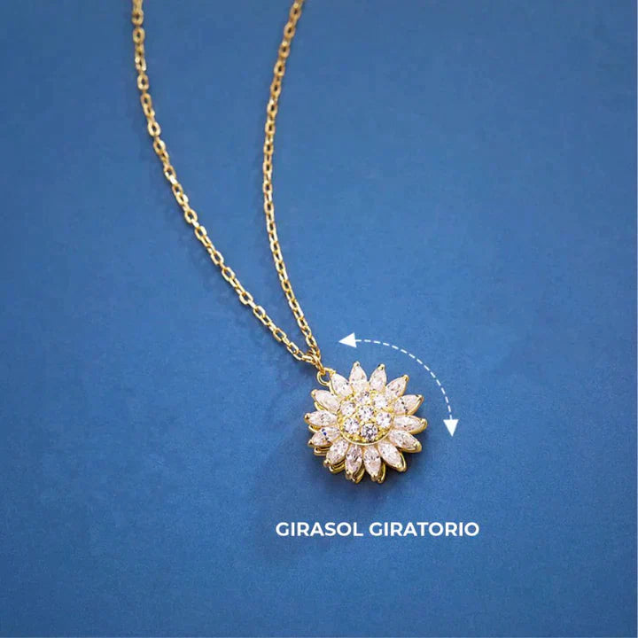 Collar De Girasol Giratorio - Atrae Felicidad, Vitalidad, Energia Y Optimismo|