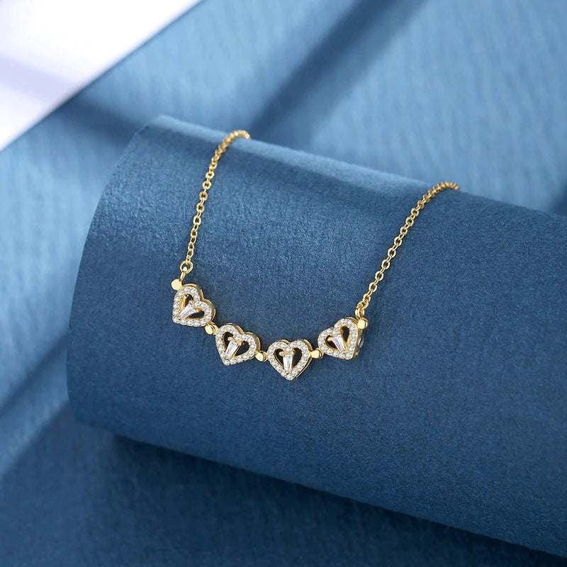 Collar Buena Suerte de Trébol con Corazoncitos para Esposa Novia Amiga Madre Hija